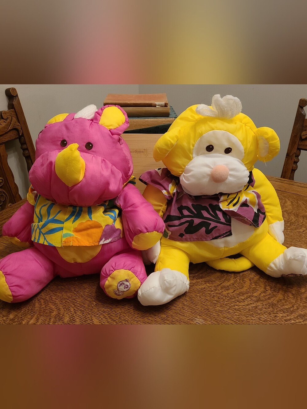 1987 Puffalumps Stuffed Animals Vintage Pink & Yellow